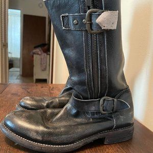 Bed Stu Cobbler Series/ Moto Boots Rustic Distressed Leather - Black Size 8